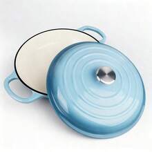 ABKOK Heavy Duty Enamel Cast Iron Casserole Pot With Lid, Non-Stick Enamel Cookware Perfect For Seafood, Soups, Stews, Compatible With Induction Gas Stove & Oven - View 12
