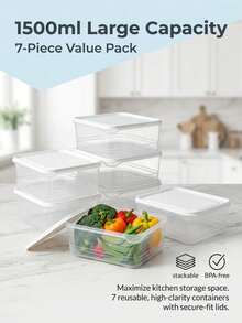 1/3pcs Stackable 1.5L Food Storage Containers, Suitable For Refrigerator And Freezer Organization - Plastic Food Containers With Hinged Lids, Airtight Reusable For Meat, Fruits, Vegetables, Also Microwave - Ideal For Holiday Food Display And Storage. - Multicolor - View 2