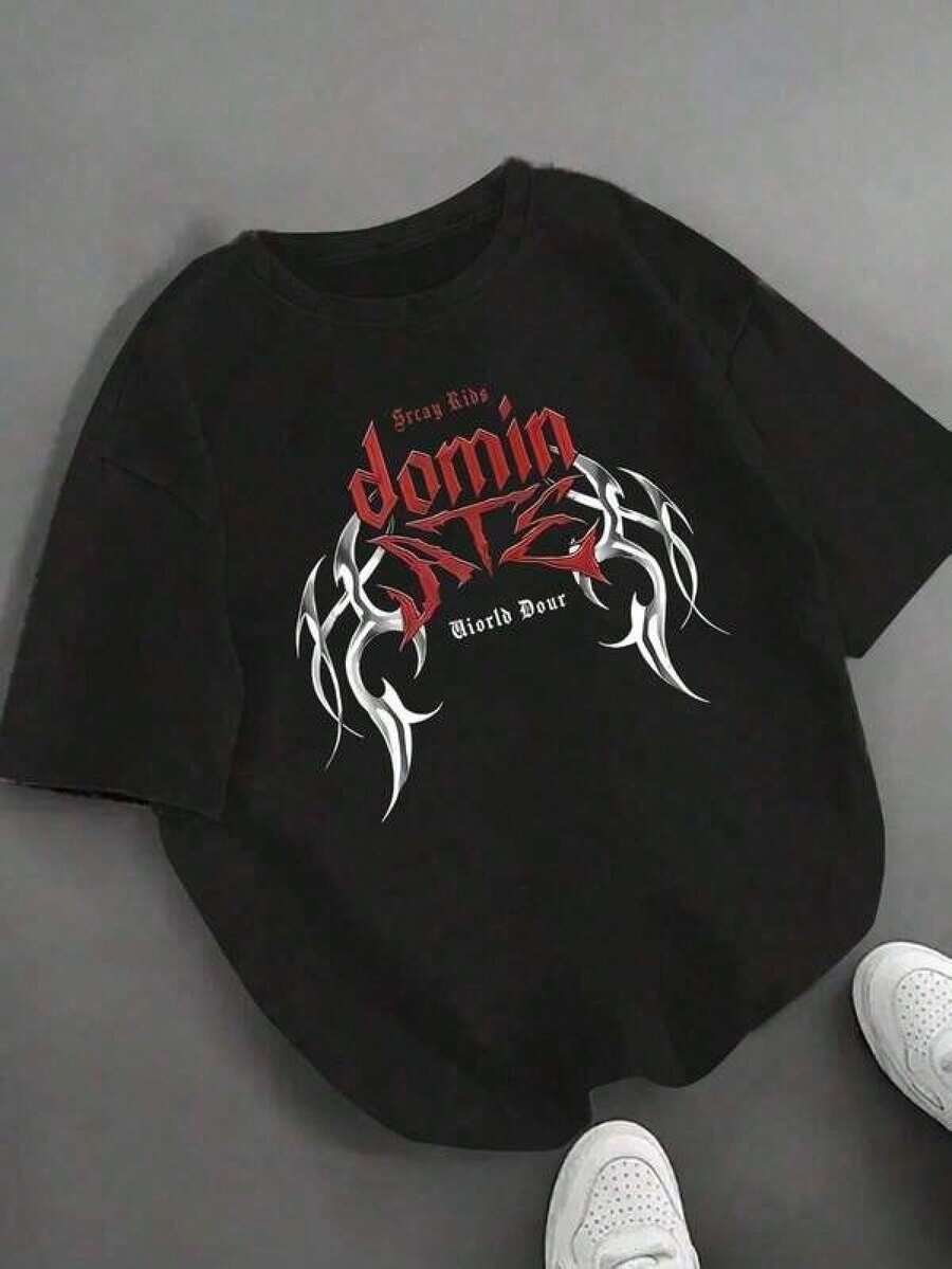 Playera de hombreCamiseta Oficial 2025 World Tour para Mujer - Camiseta de Concierto Negra con Letras Rojas y Blancas, Ropa Casual Suave para el Día a Día, Lavable a Máquina, Fan ApparelLoos - Negro - Ver 1