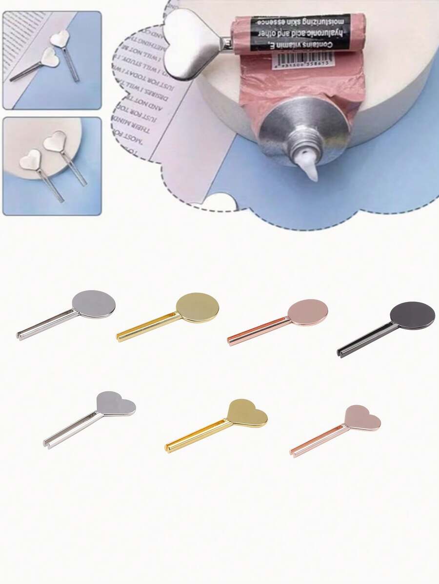 1 Peça Espremedor de Pasta de Dente em Formato de Coração/Redondo, Ferramenta Doméstica Manual de Plástico para Pressionar Tubos de Creme, Creme para as Mãos, Pasta de Dente, Pigmentos, Limpadores Faciais, Dispensador de Pomadas, Espremedor de Tubo