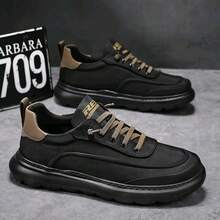 Sepatu Kerja Kasual Gaya Inggris Serbaguna untuk Pria, Cocok untuk Semua Musim, Bernapas, dan Nyaman - Hitam - View 3
