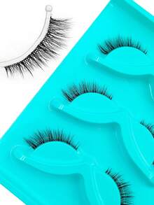 3 Pairs Natural Transparent Stem Soft Faux Eyelashes, Cat Eye Cross Thin Style, Portable Makeup Travel Lashes, Suitable For Beginners - 黑色 - 查看 5