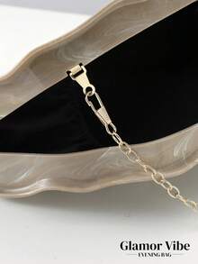 Vintage Metal Fan-Shaped Design Evening Clutch, Gold Formal Occasion, Party, Ball Unique Style Shoulder Bag For Women - Champagne - View 7