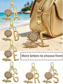 Fashion Sunflower Letter Keychain – Personalized Alloy Bag Charm Accessory - Multicolor - View 8