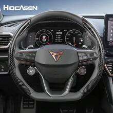 Hocasen 適用於分段式碳纖維方向盤套,運動風防滑舒適握感,快裝設計,四季通用,適用於 Formentor/Leon/Leon Sportstourer/Born/Ateca/Tavascan/Terramar,黑色、藍色、銀色、紅色、白色 - Sectional Carbon Fiber Steering Wheel Cover - 查看 2