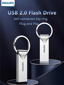 Flash Drive USB 2.0 PHILIPS dengan Gantungan Kunci, Kapasitas 16/32/64/128/256GB (Opsional), Penyimpanan Portabel untuk Foto, Video, Musik, dan File - View 2