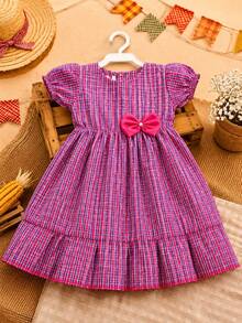 Checkered Festa Junina Dress For Girls - Country Girl - 彩色 - 查看 4