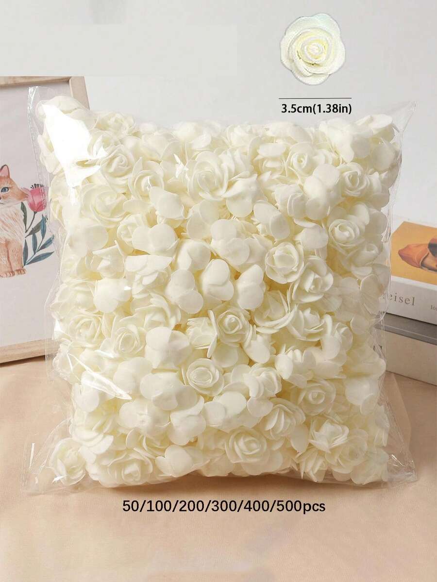 50/100/200/300/400/500個迷你泡沫玫瑰花頭 人造泡沫花 大量裝 DIY手工藝 婚禮花束 淋浴派對中心裝飾 花藝布置 派對桌面 家居裝飾 花園裝飾 - 乳白色 - 查看 1