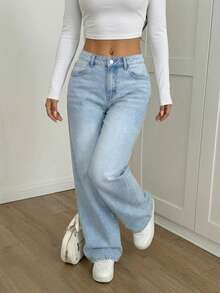 Women's Casual Washed Straight-Leg Jeans - Light Wash - View 5