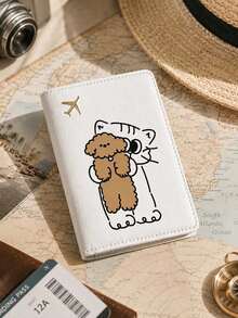 1pc Cute Cartoon Cat Passport Cover, Travel Essential - Suitable For Men And Women, Best Gift - Simple And Fun Design, Vacation Essential Travel Accessory, Portable Open Design, Vacation And Formal Occasions - Ideal Gift For Travelers, Business Trip And Cruise Essential, Fashion Cartoon Style, First Choice For Frequent Travelers. Travel Essential For Passport Holders, Yellow, Black, Blue, Pink, Red, White, 6 Color Options - Multicolor - View 7