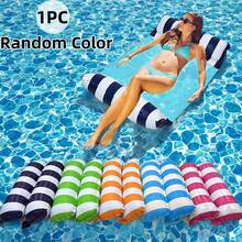 Hammock Air Kolam Renang Tiup PVC, Papan Apung Tiup, Pelampung Renang Bergaris Lipat, Perlengkapan Pantai, Perlengkapan Air Musim Panas, Warna Acak - MultiWarna - View 6