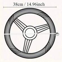 1pc PU Spliced Anti-Slip Wear-Resistant Car Steering Wheel Cover, Fits 14.5-15 Inch Diameter, All-Season Use - Multicolor - View 4