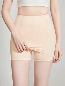 3/4 Coverage Safety Shorts For Women Summer; Anti-Exposure Tummy Control Double Layer Non-Roll Up Underwear Shorts; High Waist Safety Shorts For Skirt Lining - Apricot - View 9