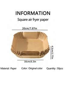 200/150/100/50/25pcs - Disposable Air Fryer Paper Liners, Square Air Fryer Liners (Fits 2-8 Quarts), Non-Stick Baking Paper, Suitable For Frying, Baking, Cooking, Roasting And Microwaving, Oil-Proof, No Tray - Easy To Clean, Baking Tools, Kitchen Ess - Multicolor - View 17