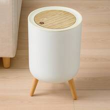 Bathroom Trash Can Garbage Can With Press Lid Trash Bin For Toilet Bathroom - View 1