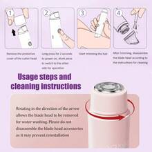 2-In-1 Electric Shaver, Women's Cordless Bikini Trimmer, Detachable Head, Soft Touch, Dry & Wet Waterproof Design, USB Rechargeable, Laptop, Suitable For Bikini Area, Underarms, Legs And Body Hair Removal, Essential Travel Supplies, Facial Hair Remover, Sensitive Area Shaver - Multicolor - View 10