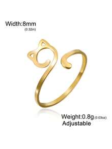 LIKGREAT 1pc Minimalist Cute Cat Ring, Adjustable Stainless Steel Animal Finger Ring For Women And Girls, Jewelry Gift - Simple Series - View 11