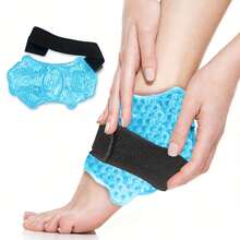 Envoltura de bolsa de hielo para tobillo y pie con compresión fría para ejercicio y relajación, bolsa de hielo de gel con perlas, almohadillas para el cuidado del talón y los pies, uso en frío y calor - 1 pieza - Ver 2
