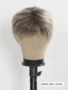 8-Inch Short Layered Straight Wig In Light Grey/Grey White/Gold/Highlighted Gold, Natural Appearance, Ideal For Parties, Mother's Day Outfits And Daily Wear, Texture Wig For Party Accessories - Multicolor - View 4