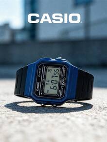Casio 卡西欧男女通用电子表 - 防水表带，具备日历、闹钟和秒表功能。复古学生风方形腕表。橡胶表带。运动时尚。适合日常佩戴。新年、圣诞节、圣诞礼物。 - 藍色 - 查看 3