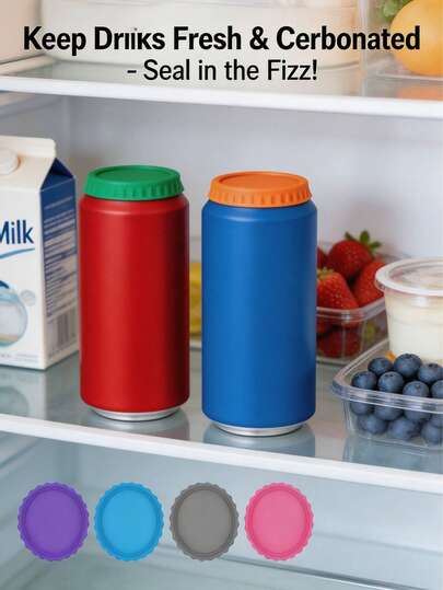 1/2/6pcs Silicone Soda Can Lids, Reusable Can Covers, Beer Can Top Lids, Leak-Proof Can Lids Suitable For Beverages, Soda, Energy Drinks And Beer - Fits Standard Cans, Dishwasher