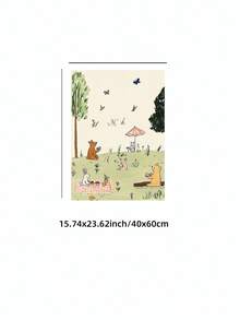 1pc Frameless Whimsical Fairytale Forest Animal Picnic Theme Cottagecore Wall Art - Playful Room Decor, Cute Storybook Print For Bedroom, Apartment, Dorm, Living Room, Nursery, Room, Decoration, Prints For Wall, Best Gift Choice - Cartoon - View 11