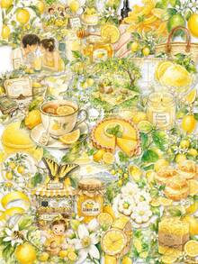 50張「Endless Lemon Summer」奇幻柑橘花園透明PET貼紙，柔和水彩黃綠鄉村生活插畫貼紙，適用於拼貼藝術、禮物盒裝飾、節日手工用品與學校用品 - 7*6*1 - 查看 1