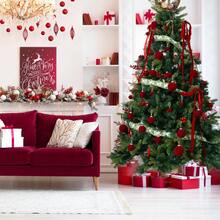 12 Red Flocked Flocked Christmas Balls, Elegant Christmas Tree Ornaments, Suitable For Home Decor And Seasonal Party Celebrations - Multicolor - View 4