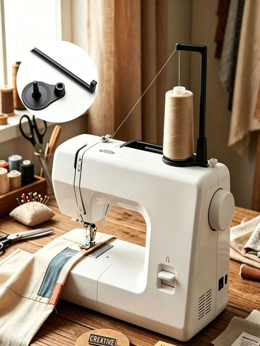 縫紉機頂置線軸架 - 垂直大線軸支架附防纏繞導線器 - 家用縫紉機與拷克機通用配件 - 縫紉工作室專業設備 - 多色 - 查看 1