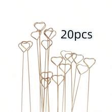 20pcs-Metal Bouquet Card Holder Clips, Gold Heart Flower, Photo Clip Stand, Card Message Flower Arrangement Holder, Suitable For Wedding, Birthday Party 10pcs/40pcs - Gold - View 15