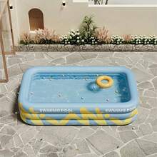 Piscina inflable grande, piscina de exterior para el hogar reforzada con tobogán, adecuada para reuniones familiares y patio exterior - Piscina de material PVC (Solo la piscina, sin accesorios incluidos) - C - Ver 7