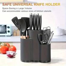 Soporte Universal para Cuchillos con Estante de Almacenamiento de Utensilios - Material de Polietileno, Puede Sostener 12 Cuchillos, Diseño Redondo, Duradero y Fácil de Limpiar, Adecuado para Todo Tipo de Cuchillos de Cocina - A - Ver 3