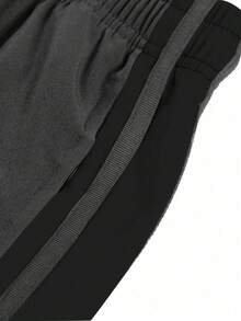 1pc Men's Lightweight, Fashionable, Versatile, Comfortable, Breathable, Casual, Sporty, Outdoor, Commute, Holiday Pocket Contrast Color Splice Pants, Suitable For Spring, Summer, Autumn, Winter - Dark Grey - View 4