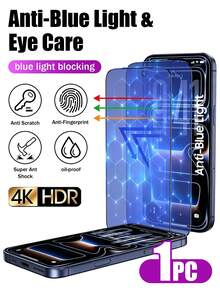 XINHONGYU 1pc Tempered Glass Screen Protector For IPhone 17 Pro Max, Anti-Blue Light, Compatible With IPhone 17 Pro/16/16 Plus/15 Pro/15/14/13/12/11/XR/XS, Full Coverage | Eye Protection | Anti-Fingerprint | Compatible With Phone Case - Clear - View 1
