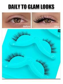 3 Pairs Natural Transparent Stem Soft Faux Eyelashes, Cat Eye Cross Thin Style, Portable Makeup Travel Lashes, Suitable For Beginners - 黑色 - 查看 3