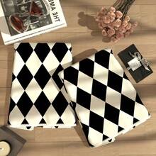 2pcs, Black And White Diamond Checkerboard Pattern Kitchen Towels, Polyester Material, Soft And Absorbent, Machine Washable, Holiday Gift For Friends, Kitchen Accessories. - Multicolor - View 2