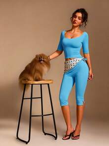 XLLAIS 女款緊身彈性休閒七分內搭褲 夏季 - 查看 6