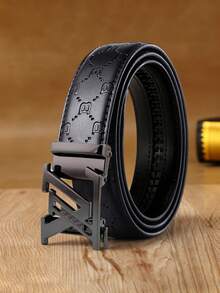 Diamond Pattern B Letter Embossed Men's Automatic Ratchet Belt, Metal Automatic Buckle Belt, Adjustable Business Formal Belt, Suitable For Suits, High-End Luxury Fashion Accessory, Premium Men's Birthday And Father's Day Gift - Multicolor - View 13