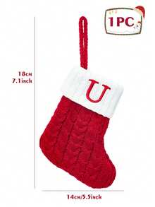 1Pc Red Knitted Christmas Hanging Stocking, Initial Letter A-Z Knitted Xmas Stocking, Ornament Stocking, Christmas Tree Decoration, Christmas Gift, Merry Christmas Party Decor, Christmas Decoration, Xmas Decor, Decor, Decor, Christmas Home Decor - Multicolor - View 27