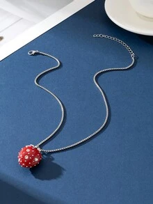 1pc Creative Artistic Strawberry Pendant Necklace, Summer Fruit Shaped Short Necklace, Suitable For Women's Daily, Party, And Travel Wear - Strawberry Necklace - View 4