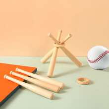 Soporte de Madera para Exhibición de Pelotas de Béisbol Tipo Grada, Decoración de Centro de Mesa para Entusiastas del Béisbol, para Escritorio (Pelota de Béisbol No Incluida) - Albaricoque - Ver 2
