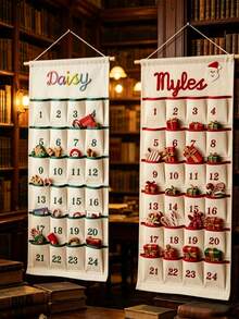 1 buah Kalender Advent Natal yang Dipersonalisasi, Gaya Nama Rajutan Buatan Tangan, Tas Penyimpanan Nama yang Dipersonalisasi untuk Dinding Kamar, Kantong Dinding Kain Serbaguna, Kalender Hitung Mundur Liburan, Penyimpanan Harian Rumah, Tas Gantung Dinding Nama yang Disesuaikan - MultiWarna - View 3