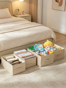 1 Stück faltbare Kleideraufbewahrungsbox mit Griff, Stoff-Kleiderschrank-Organizer-Schublade, geeignet zum Aufbewahren von Kleidung, Jeans, Pullovern, BHs, Heimdekoration, Raumteiler-Schrank, Schlafzimmer-Dekoration, Schulanfang - Aprikosenfarben - Übersicht 3