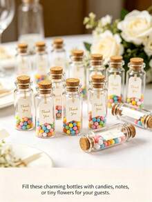 20/30/40/50pcs Soft Cork Top Small Transparent Glass Wish Bottles, Multi-Purpose Containers, Suitable For DIY Decorations And Tiny Item Storage, Room Decor, Birthday Decor - Small Glass Bottle - View 5
