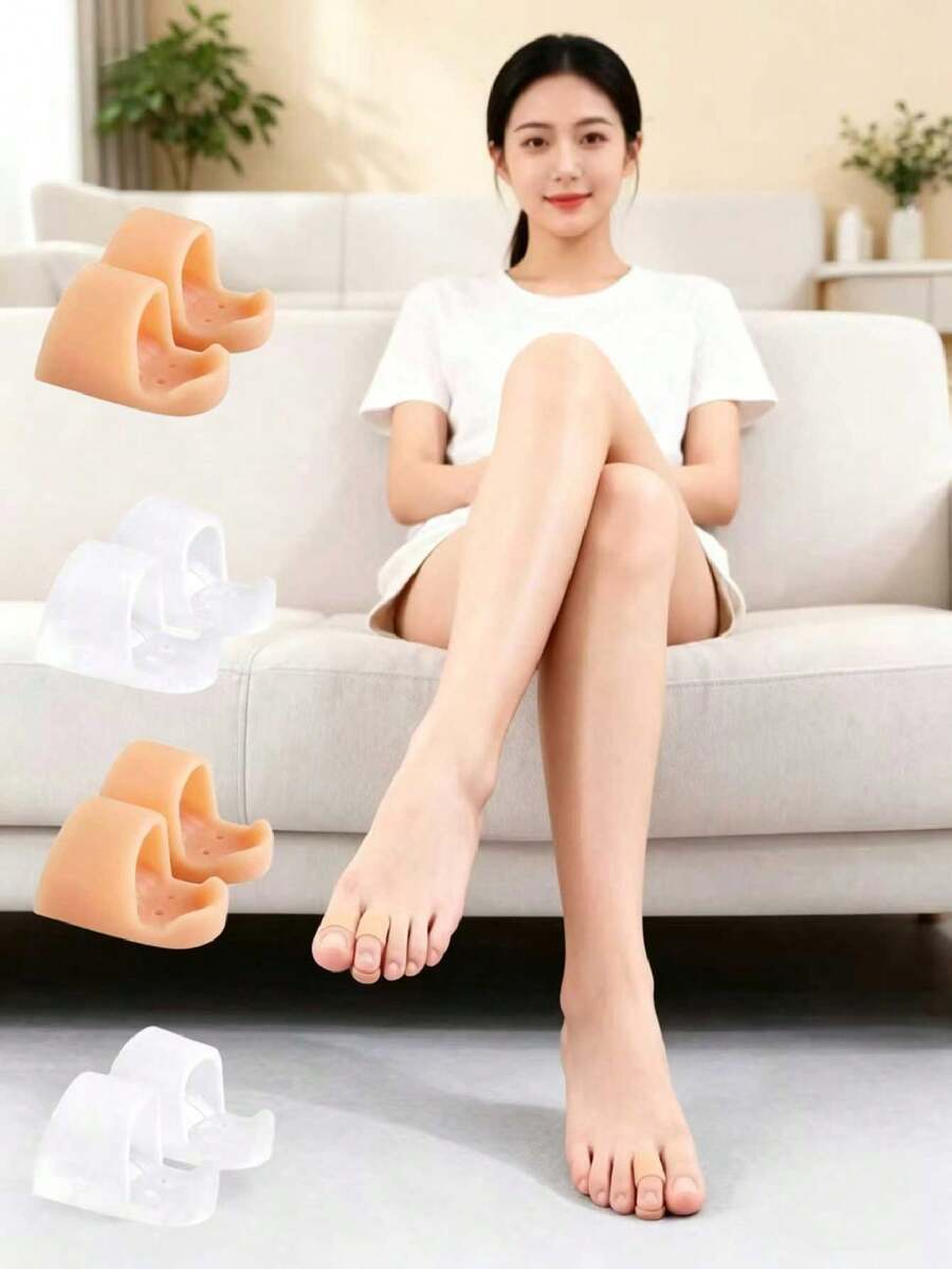 Foot Protection Toe Caps, Little Toe Protector, Practical Design, Made Of High-Quality Soft Silicone Material, Suitable For All Seasons, Unisex, Suitable For Work Protection, Anti-Friction, Anti-Slip, Comfortable To Wear With Shoes And Socks, Daily Essential. (2pcs/Pack)