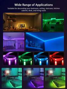 أضواء شريط LED RGB بجهد 5 فولت مع جهاز تحكم عن بعد (تتطلب بطاريتين AAA، غير مشمولة)، شريط إضاءة متعدد الألوان قابل للتغيير، مناسب لإضاءة خلفية التلفزيون وغرفة النوم والألعاب وديكور الحفلات، 3.3 قدم–131 قدم اختياري (ملاحظة: 65 قدم+ يتم شحنها في 2 لفة) - لون - مشاهدة 4