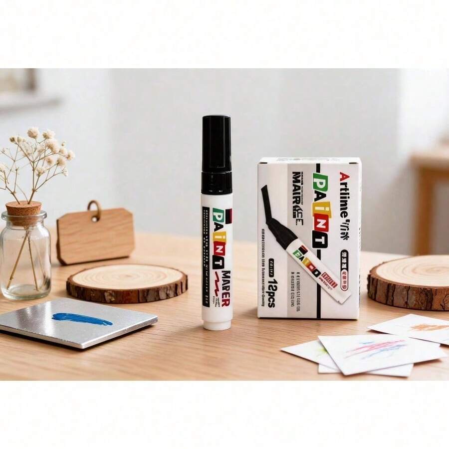 Unisex Waterproof Quick-Drying Paint Marker With 8mm Thick Tip, Industrial Style For Car, Home And DIY - 黑色 - 查看 1