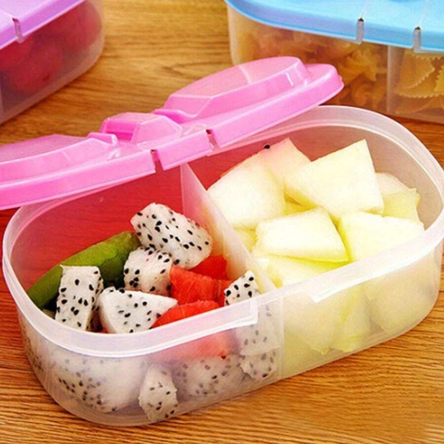 1pc Stackable Refrigerator Storage Box With Lid, Sealed Tank Multi-Grain Food Storage Box, Bathroom Plastic Container Multi-Functional Finishing Box - Pink - View 1