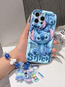 Disney Has Authorized, Phone Case - Chain Set, The Stitch Lilo & Stitch 3D Phone Case Plus A Silicone 3D Stitch Bracelet With Metallic Ring Removable Bracelet, Stitch And Angel Pattern, Compatible With Iphone17/16/15/14/13/12/11/XS/XR/X Plus Pro Max, A Stylish Cartoon Phone Case, The Perfect Gift Choice, Phone Protection, Durable Phone Cover, Great Gift For Friends And Family. - 白色 - 查看 6