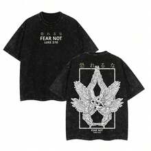 Y2K, Camiseta para Hombres Altos y Corpulentos Fear Not Luke 2:10 Seraphim |     Camiseta Cristiana Vintage Lavada, Regalo para el Día del Padre, 4 de Julio, Camiseta Divertida, Envío Gratis - Negro - Ver 1